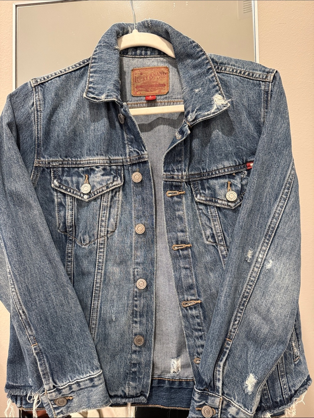 Lucky Brand Faded Blue Distressed Denim Women Jacket SZ S